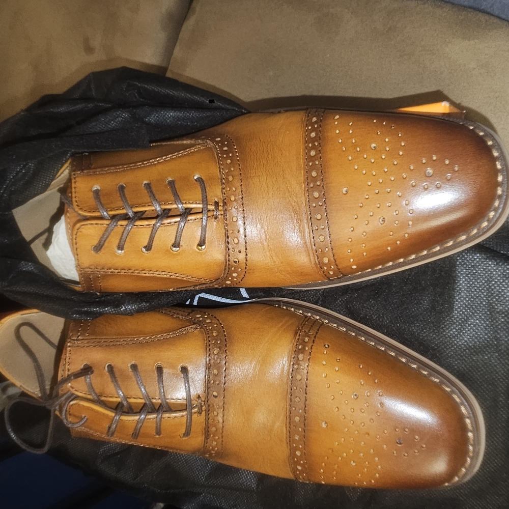 Milano Brown Oxford Shoes with Brogue Detailing